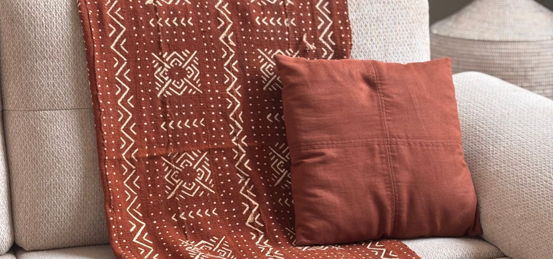 Coussin en bogolan africain pour décoration intérieure Maison Faasara