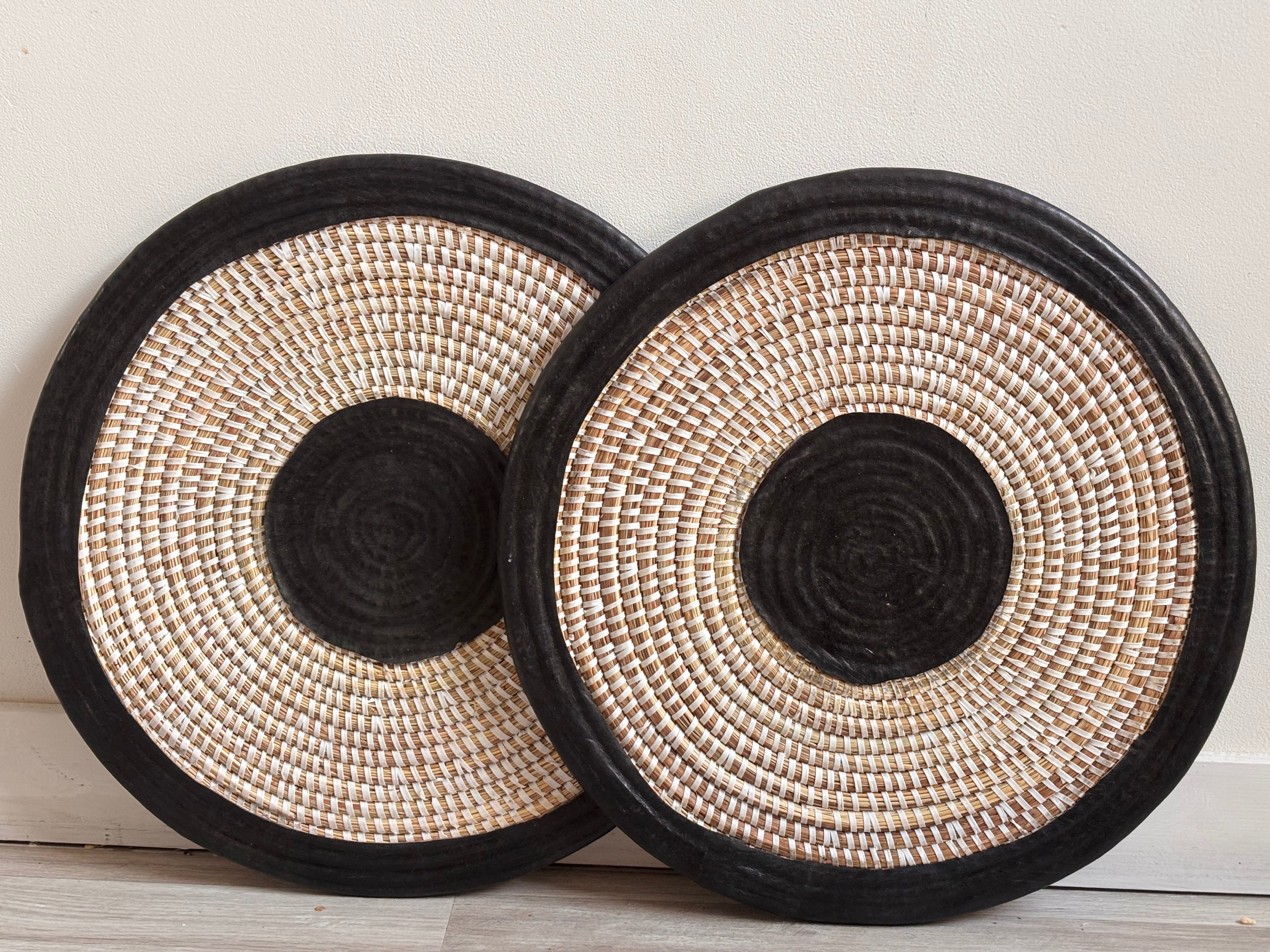 TERANGA Noir - Lot de 2 dessous de plats cuir