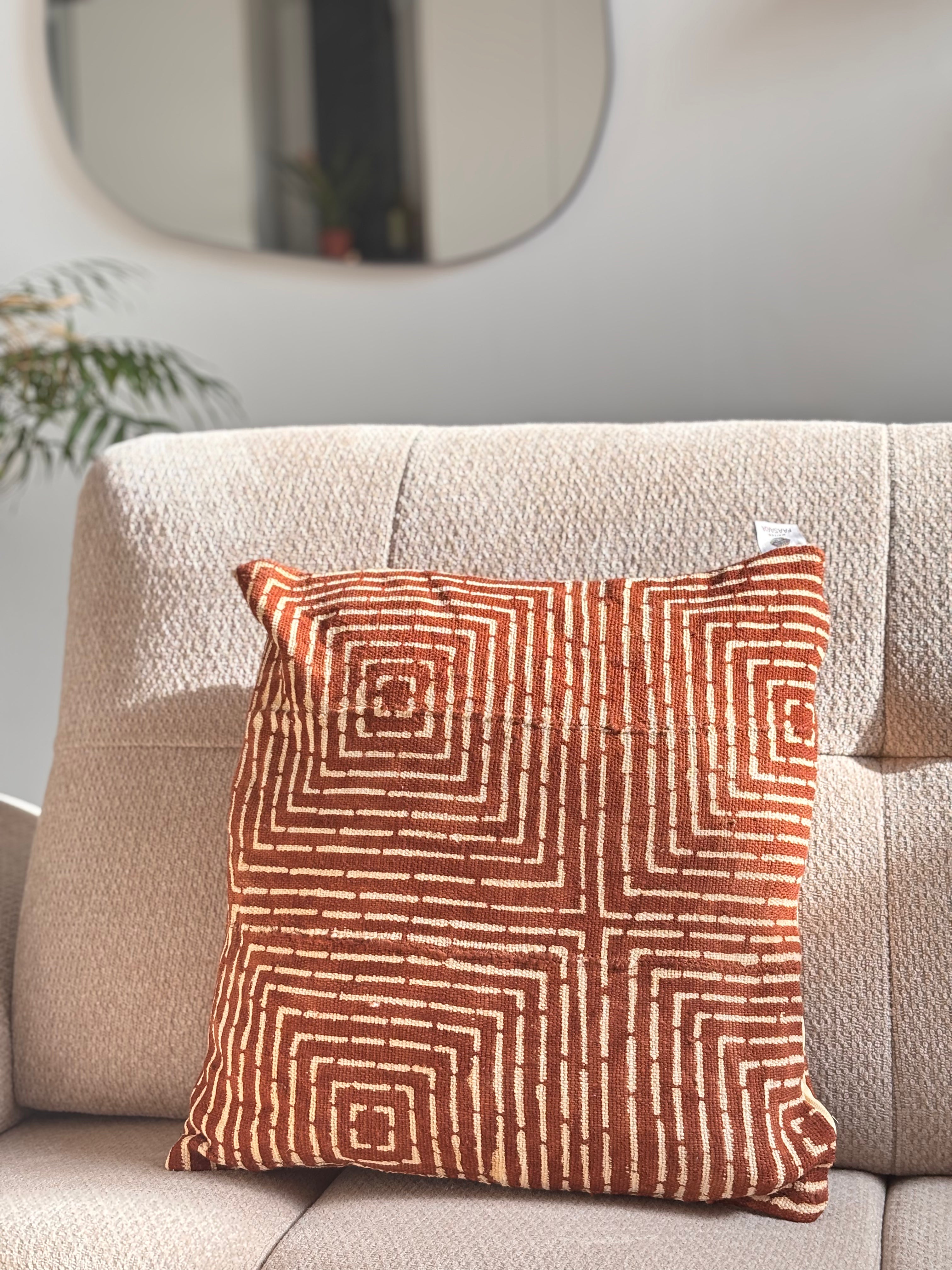 AYA Terracotta -  Lot de 2 housses de coussin bogolan