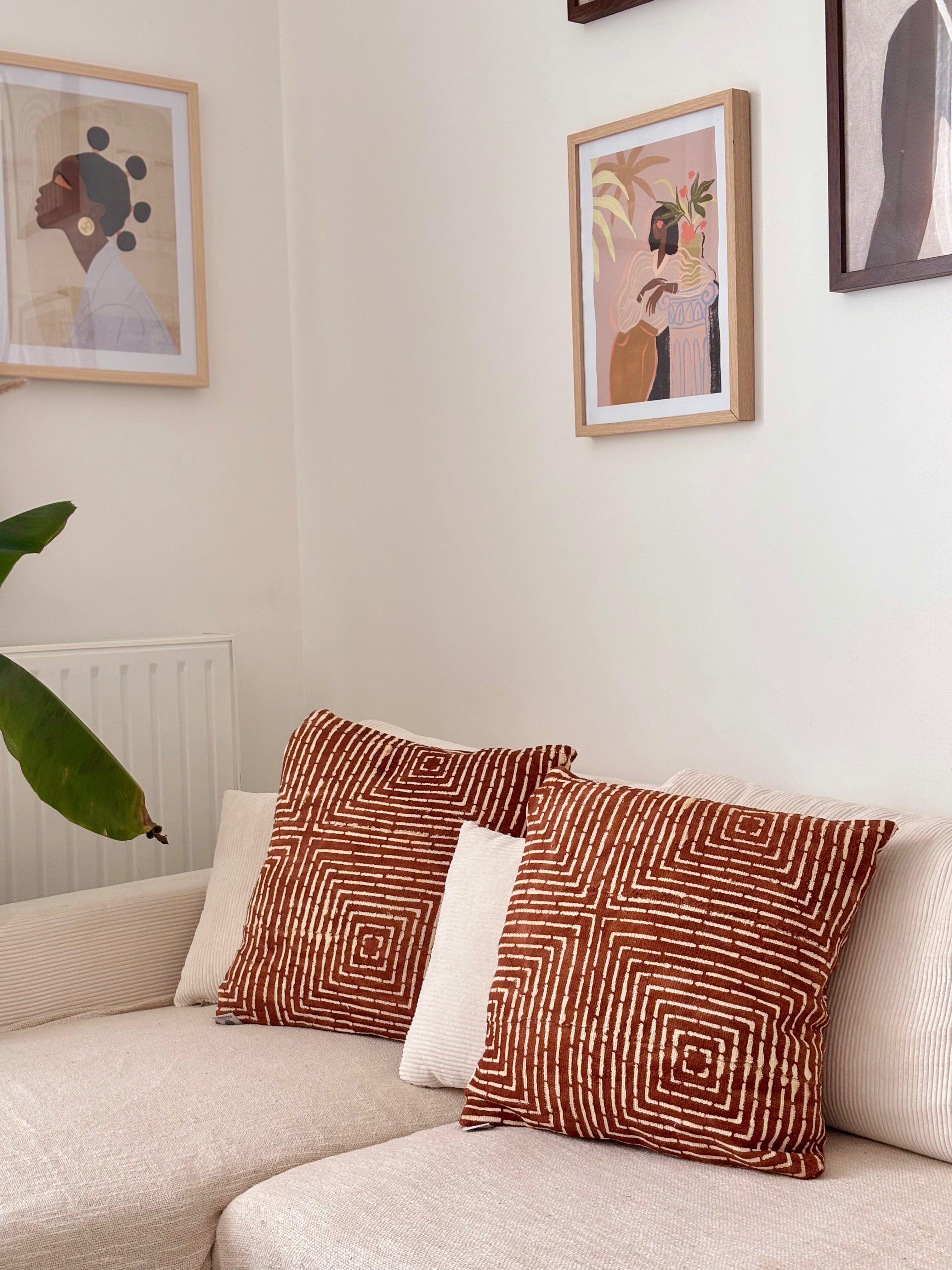 AYA Terracotta -  Lot de 2 housses de coussin bogolan