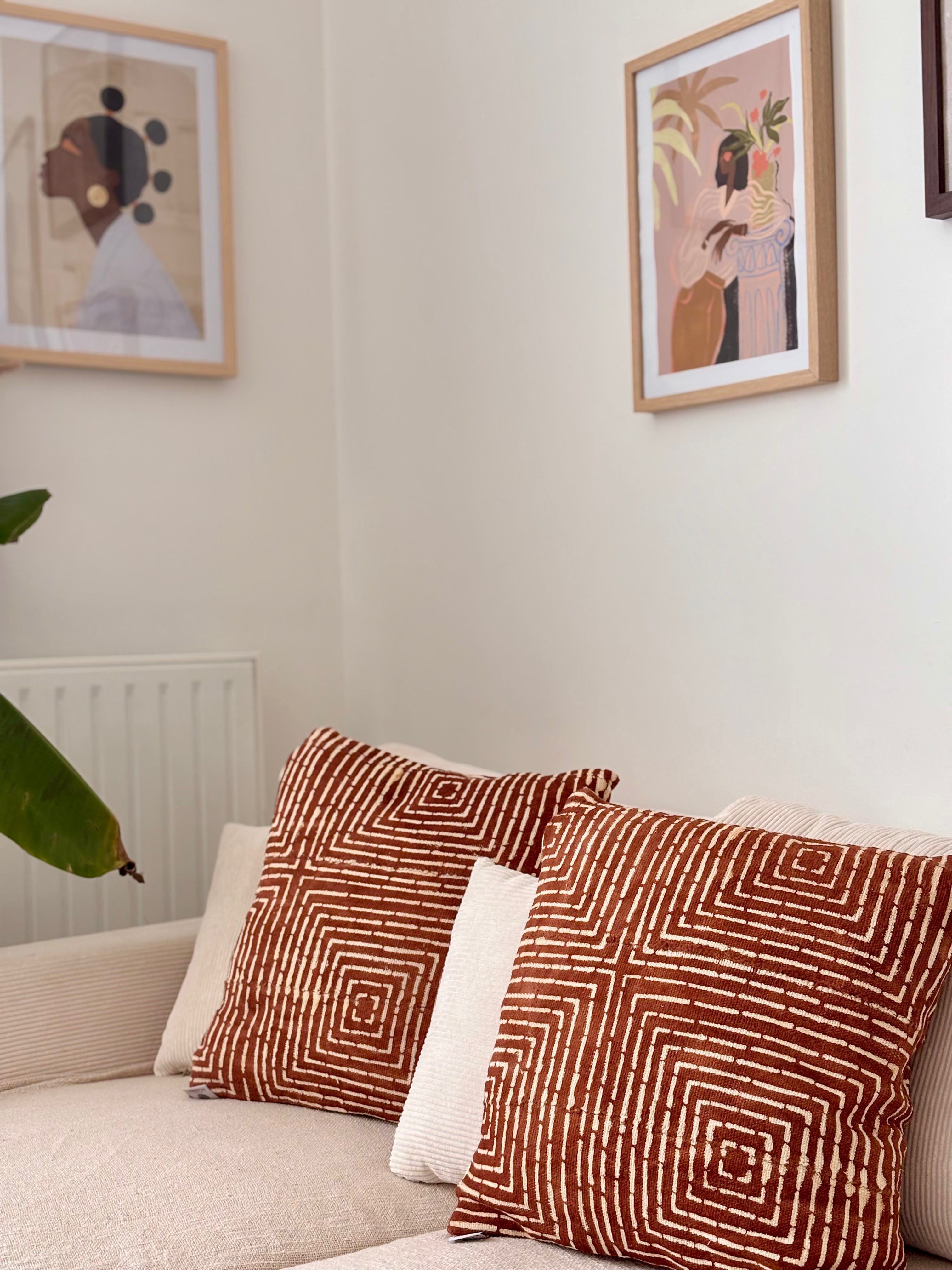 AYA Terracotta -  Lot de 2 housses de coussin bogolan