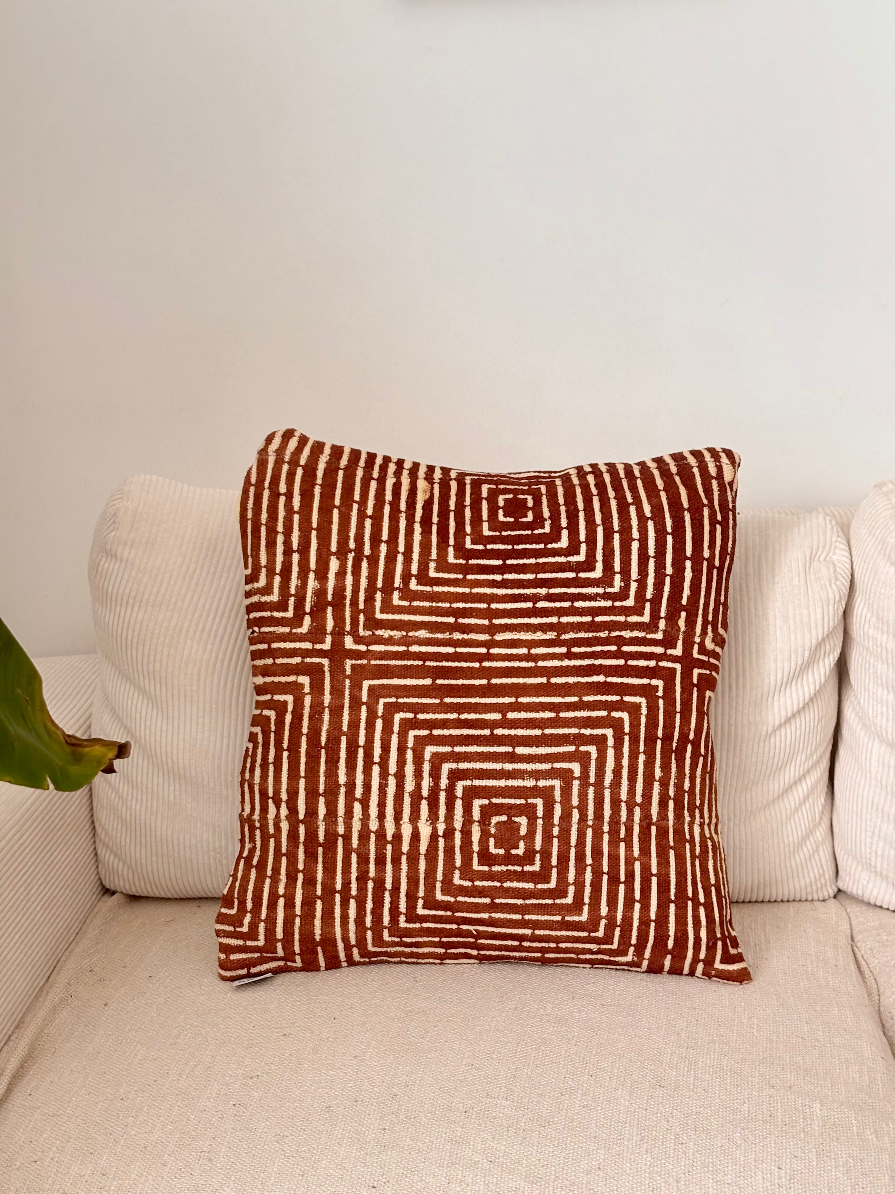 AYA Terracotta -  Lot de 2 housses de coussin bogolan