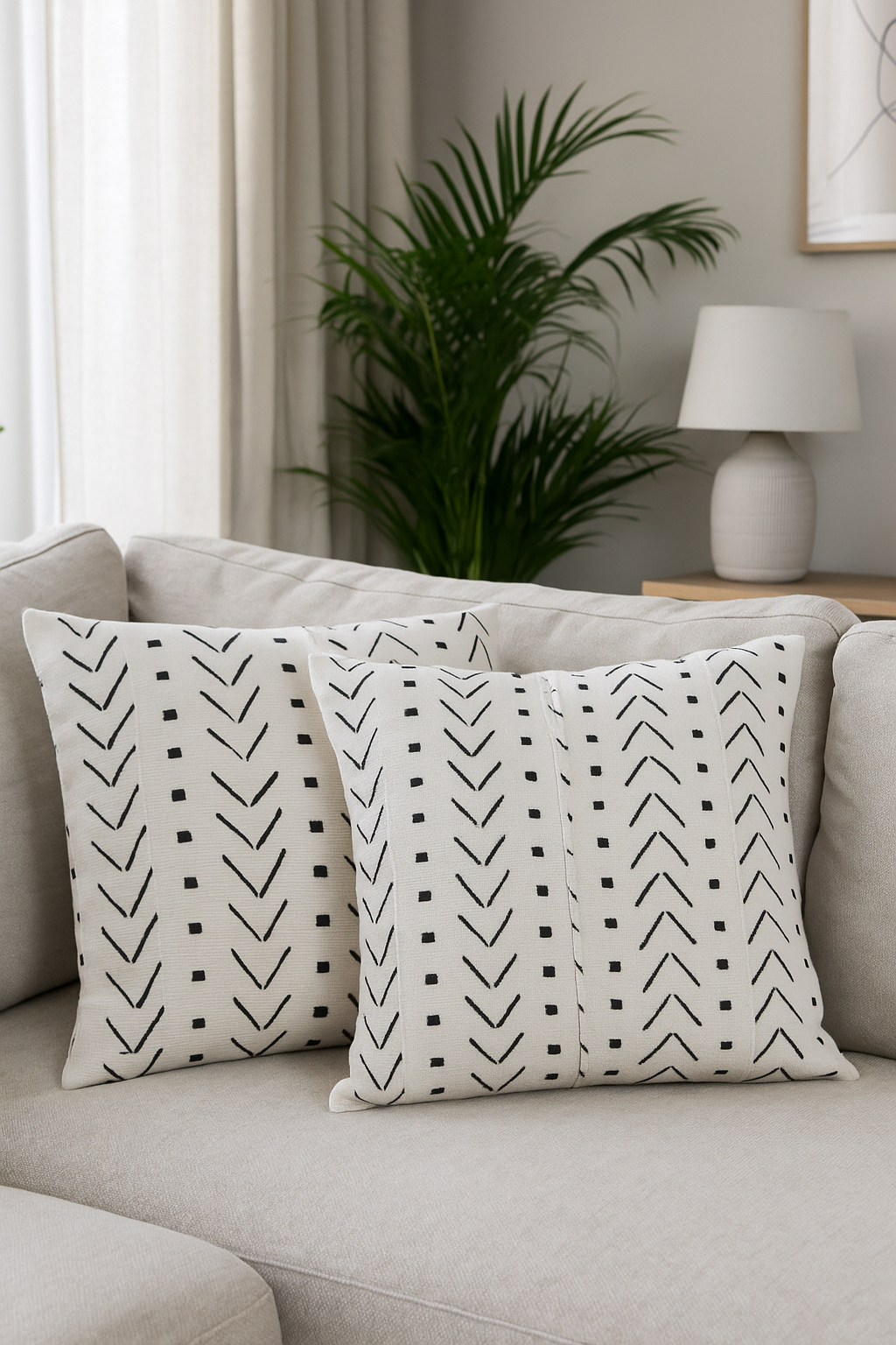 RACINES - Lot de 2 housses de coussin bogolan