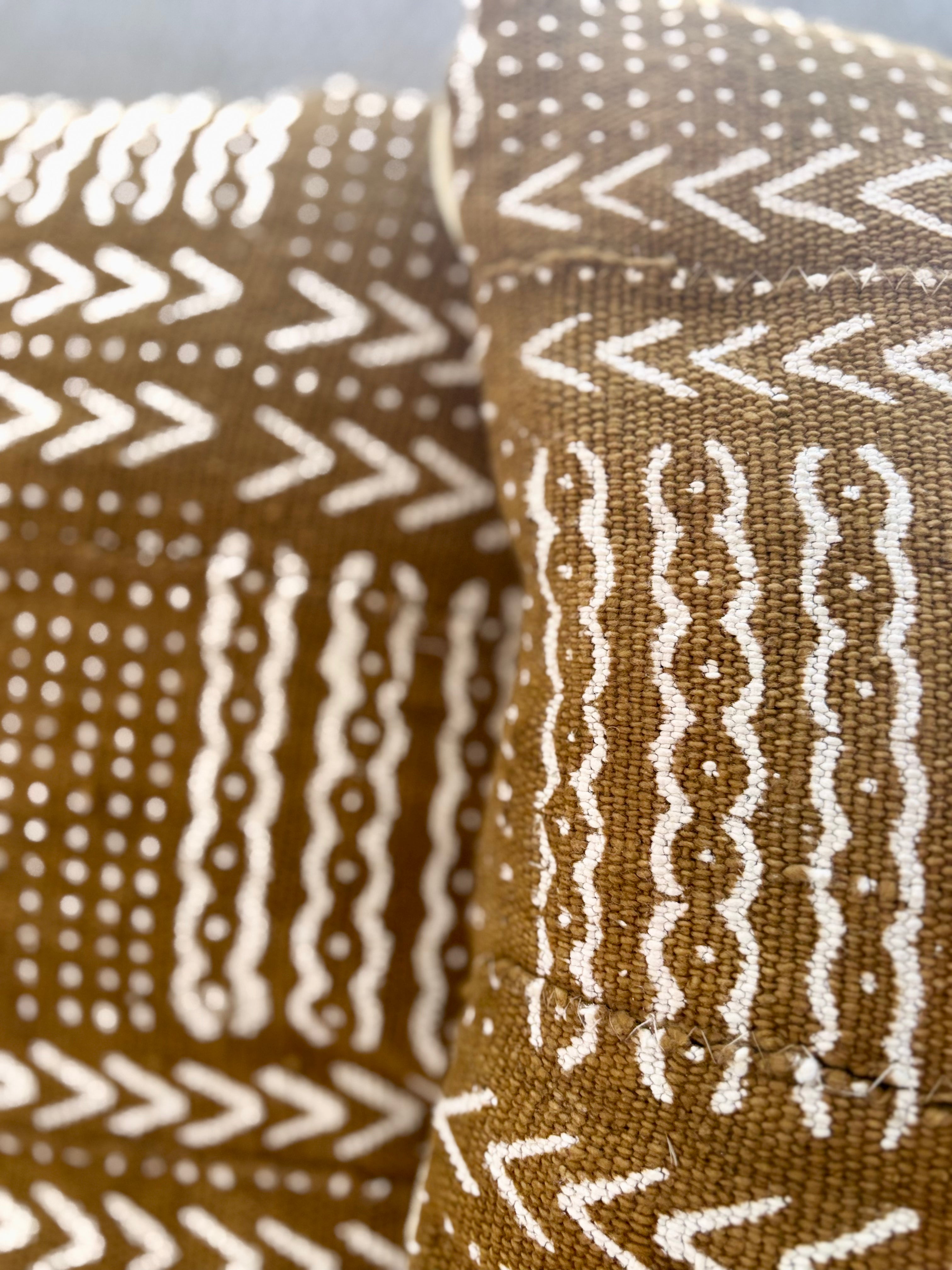 RACINES Kaki - Lot de 2 housses de coussin bogolan
